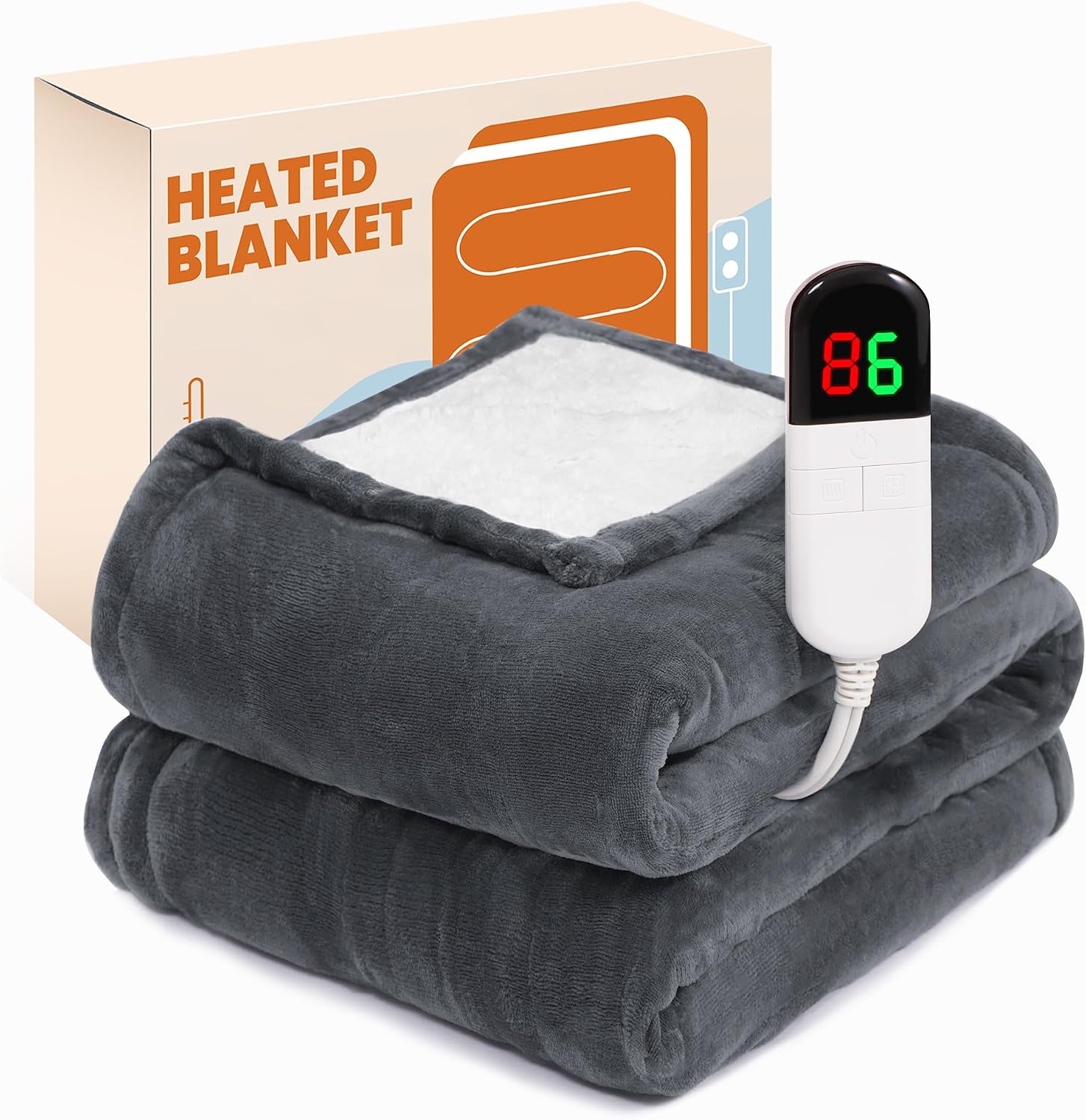 Electric Heated Blanket Throw 50x60, 8 Heat leavls and 1-8H Auto Off
